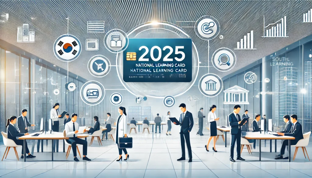 2025 국민내일배움카드 | 신청 대상, 지원금액, 사용처 총정리 1 2025년 국민내일배움카드를 주제로 한 세련되고 현대적인 디지털 일러스트. 직업 훈련을 받는 전문가와 학생들이 학습 도구, 교육 인증서, 경력 성장 아이콘과 함께 배움에 집중하는 모습이 담겼습니다. 배경은 밝고 동기 부여를 주는 교육 환경을 연출하며, 신뢰와 기회를 상징하는 파란색, 흰색, 금색 톤이 조화를 이루고 있습니다.