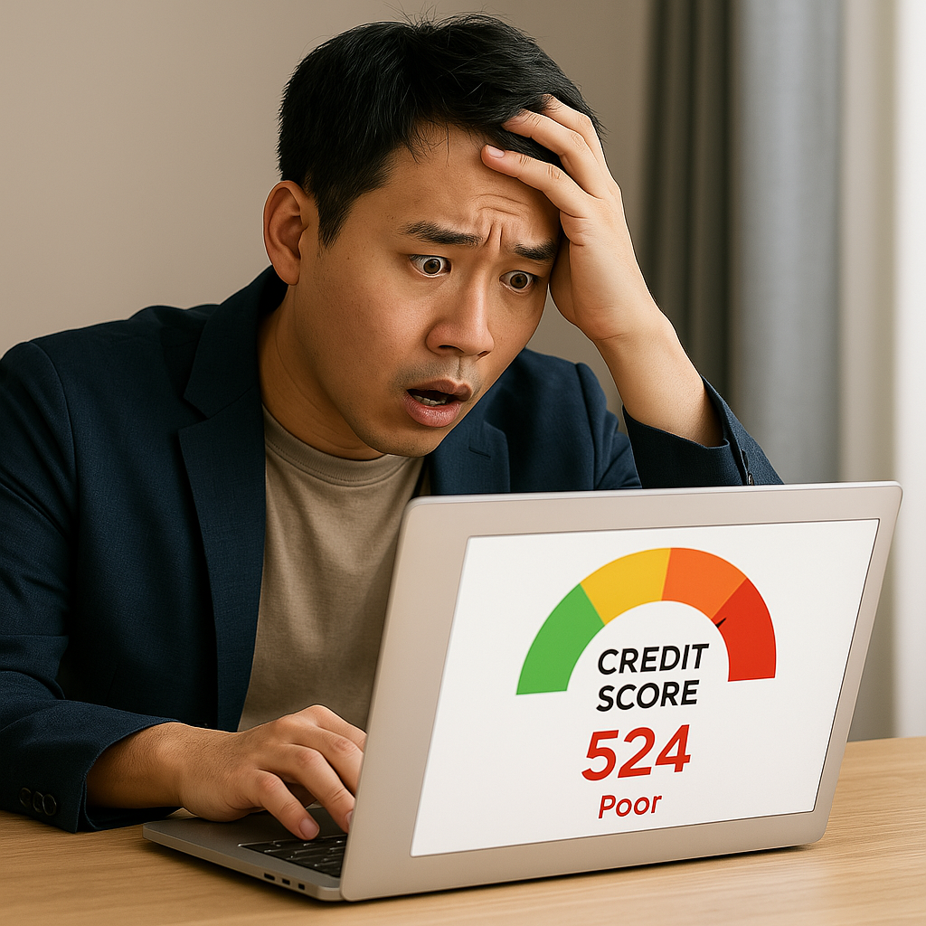 신용 점수 올리는 법! 체크카드는 이제 그만, 신용카드가 답이다 1 신용 점수를 조회하고 낮은 점수에 놀라는 사회초년생 직장인 모습